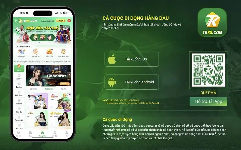 Ứng dụng TK88 cho iOS và Android